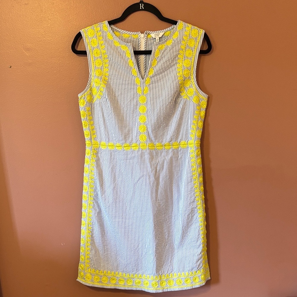 Crown & Ivy Yellow and White Striped Mini Dress
